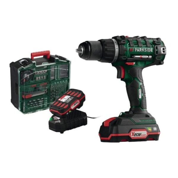 Taladro de 20 V con 2 baterías, cargador y accesorios